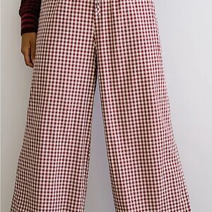 bohme Red and White Gingham Wide-Leg Pants